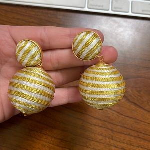 Tuckernuck Lantern Earrings Gold and White Stripes